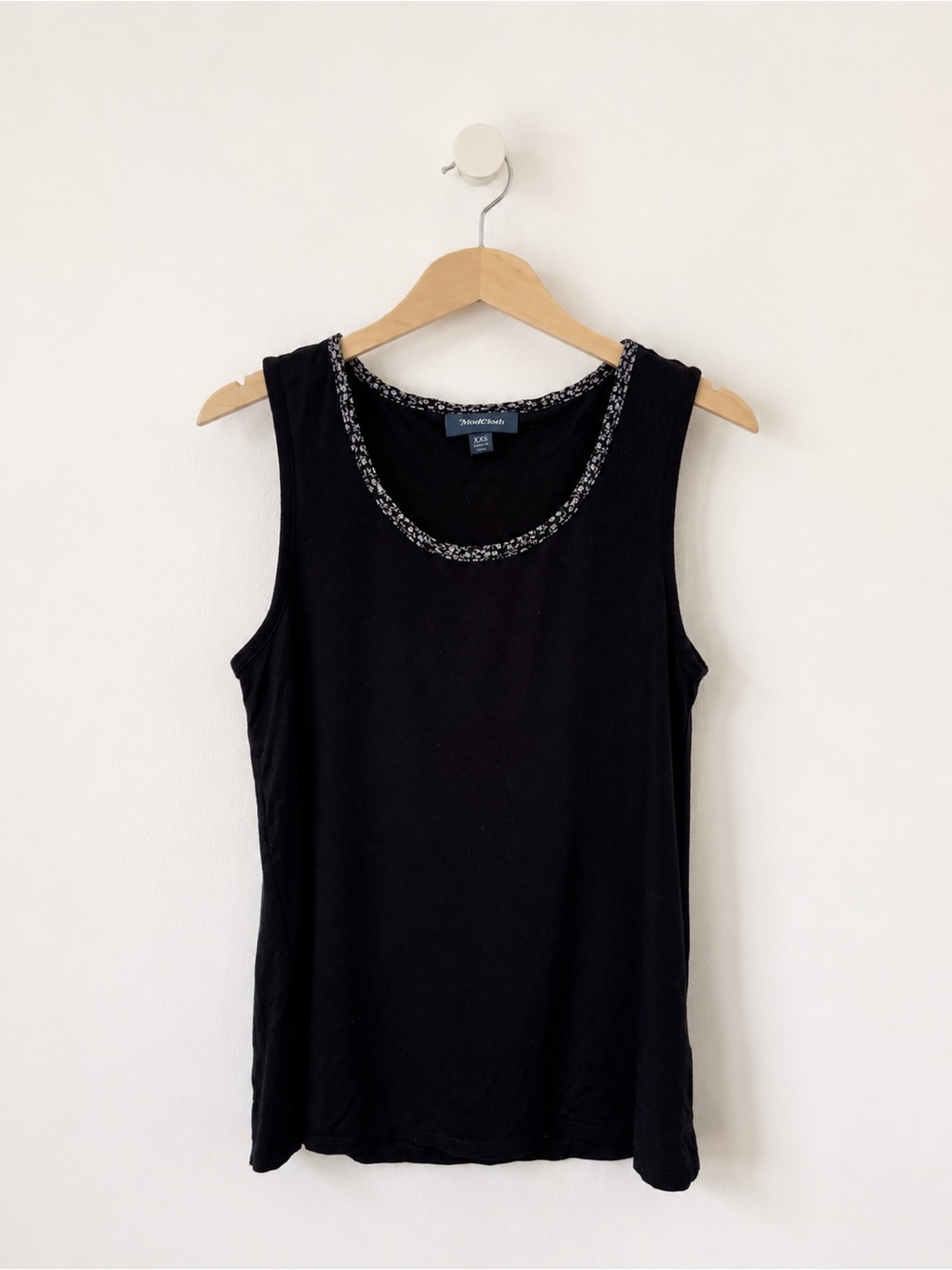 ModCloth Black Tank with Floral Trim